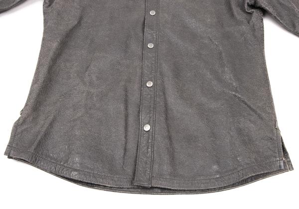 EPOCA Sheepskin Cracked Leather Snap Jacket Gray Size 48