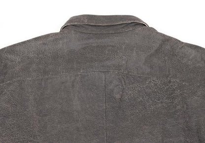 EPOCA Sheepskin Cracked Leather Snap Jacket Gray Size 48