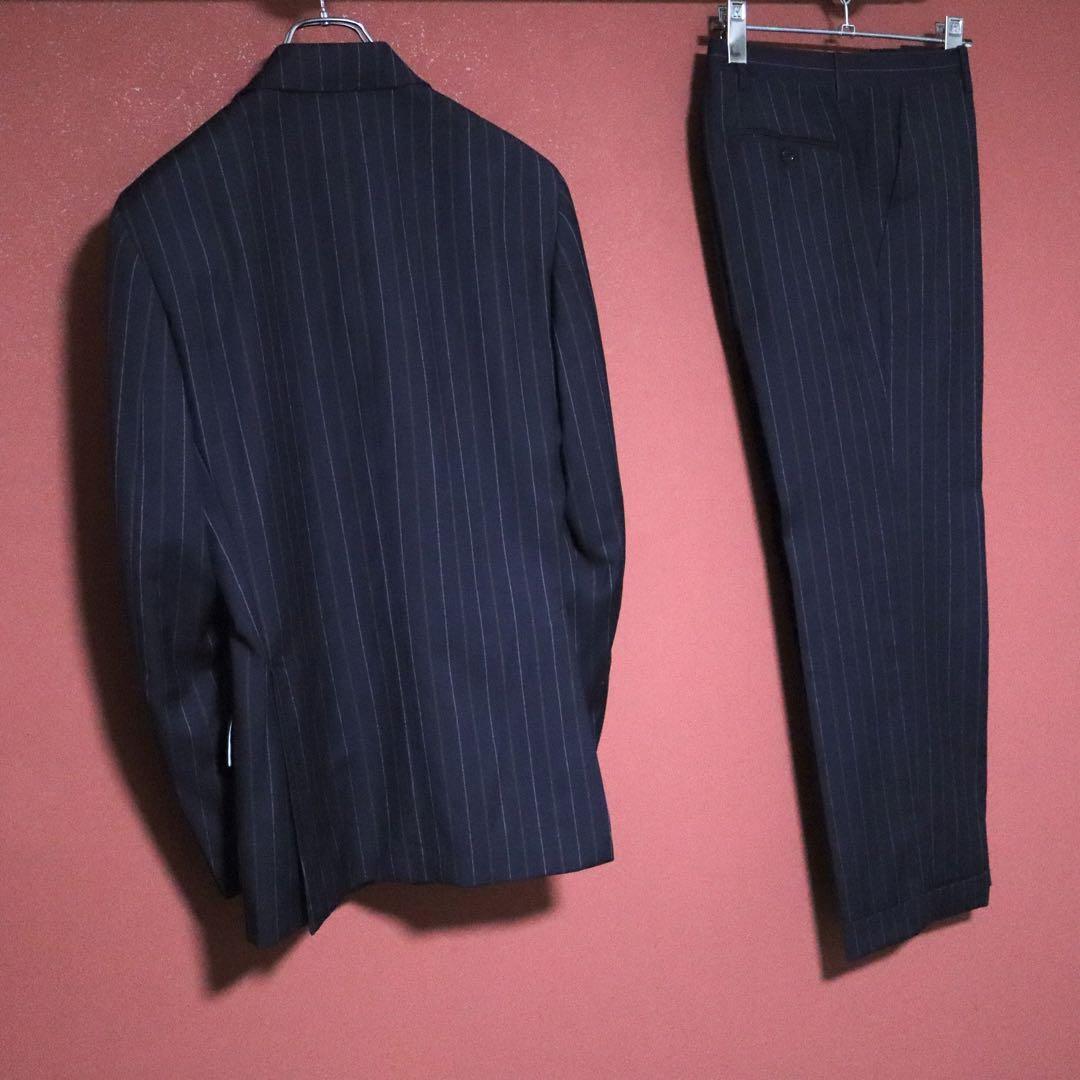 Etro Blue Multicolor Striped Lining Wool Silk Suit Size 44