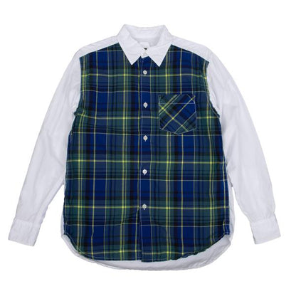 GANRYU Garment Washed Cotton Check Panel Shirt Size M
