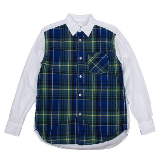 GANRYU Garment Washed Cotton Check Panel Shirt Size M