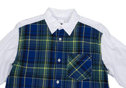 GANRYU Garment Washed Cotton Check Panel Shirt Size M
