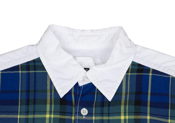 GANRYU Garment Washed Cotton Check Panel Shirt Size M