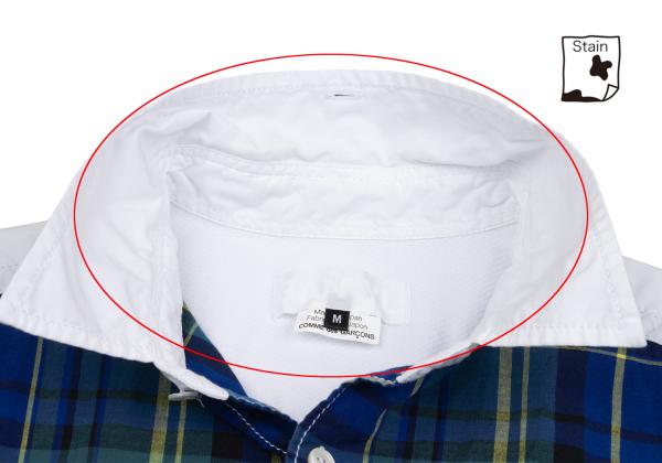 GANRYU Garment Washed Cotton Check Panel Shirt Size M