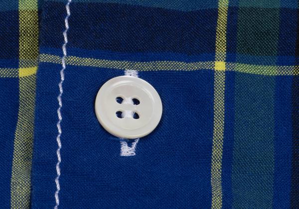 GANRYU Garment Washed Cotton Check Panel Shirt Size M