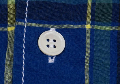 GANRYU Garment Washed Cotton Check Panel Shirt Size M