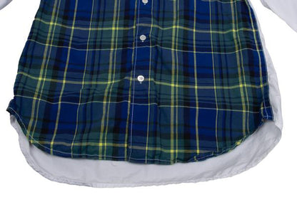 GANRYU Garment Washed Cotton Check Panel Shirt Size M