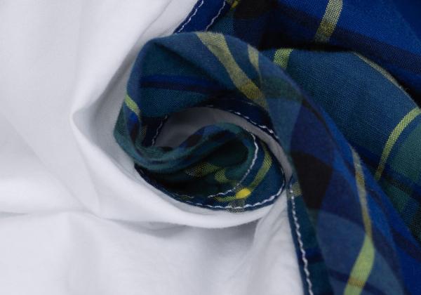 GANRYU Garment Washed Cotton Check Panel Shirt Size M