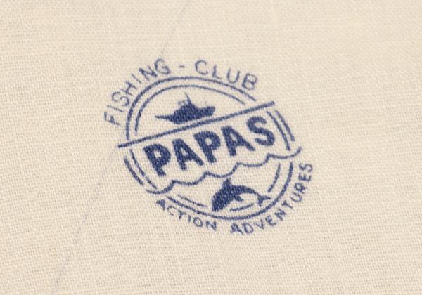Papas Linen Bear Fishing Print Aloha Shirt Cream Size 48M