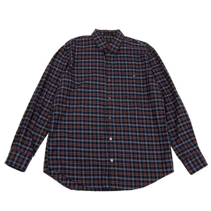 Papas Cotton Check Flannel Shirt Navy Wine Size 48M