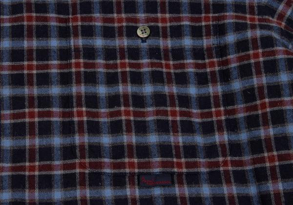 Papas Cotton Check Flannel Shirt Navy Wine Size 48M