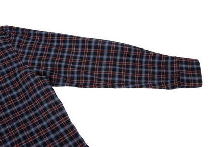 Papas Cotton Check Flannel Shirt Navy Wine Size 48M