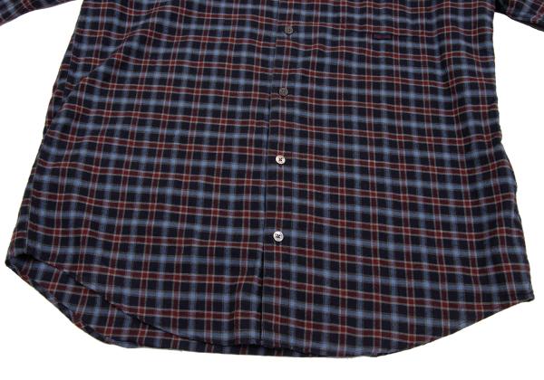 Papas Cotton Check Flannel Shirt Navy Wine Size 48M