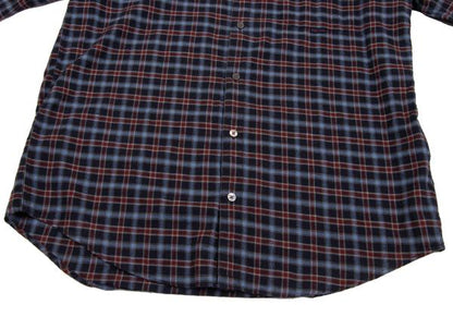 Papas Cotton Check Flannel Shirt Navy Wine Size 48M