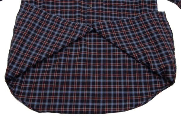Papas Cotton Check Flannel Shirt Navy Wine Size 48M