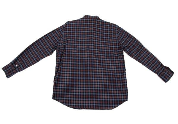Papas Cotton Check Flannel Shirt Navy Wine Size 48M
