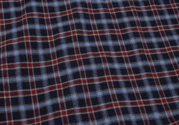 Papas Cotton Check Flannel Shirt Navy Wine Size 48M