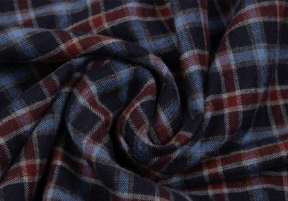 Papas Cotton Check Flannel Shirt Navy Wine Size 48M