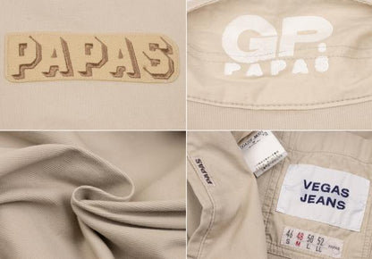 Papas VEGAS JEANS Cotton Stretch Car Jacket Beige Size 48M