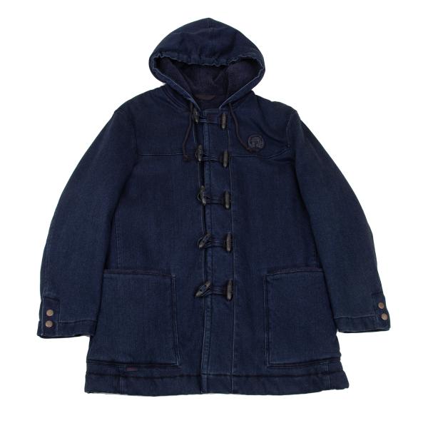 Papas Indigo Dyed Boa Lined Padded Duffle Coat Blue Size 46S