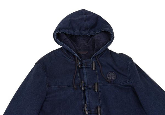 Papas Indigo Dyed Boa Lined Padded Duffle Coat Blue Size 46S