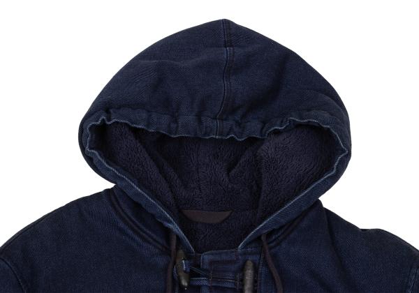 Papas Indigo Dyed Boa Lined Padded Duffle Coat Blue Size 46S
