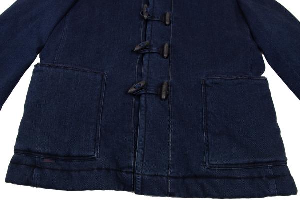 Papas Indigo Dyed Boa Lined Padded Duffle Coat Blue Size 46S