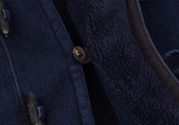 Papas Indigo Dyed Boa Lined Padded Duffle Coat Blue Size 46S