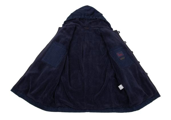 Papas Indigo Dyed Boa Lined Padded Duffle Coat Blue Size 46S