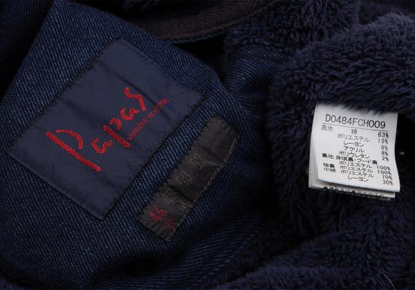 Papas Indigo Dyed Boa Lined Padded Duffle Coat Blue Size 46S