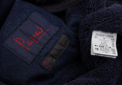 Papas Indigo Dyed Boa Lined Padded Duffle Coat Blue Size 46S