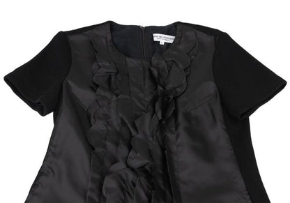 COMME des GARCONS Frayed Ruffle Knit Midi Dress Black Size L