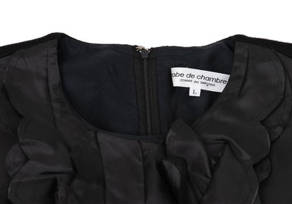 COMME des GARCONS Frayed Ruffle Knit Midi Dress Black Size L