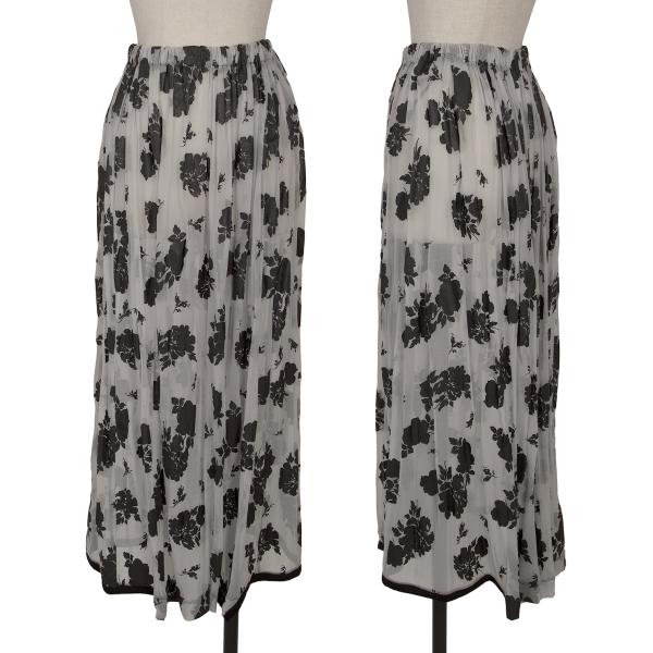 COMME des GARCONS Flower Print Chiffon Skirt Black Size M