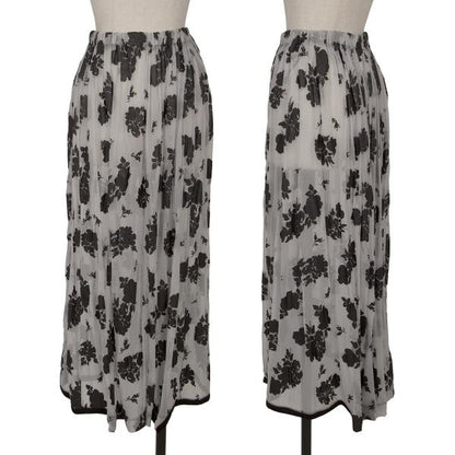 COMME des GARCONS Flower Print Chiffon Skirt Black Size M