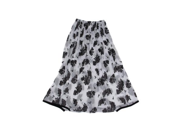 COMME des GARCONS Flower Print Chiffon Skirt Black Size M