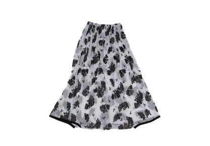 COMME des GARCONS Flower Print Chiffon Skirt Black Size M