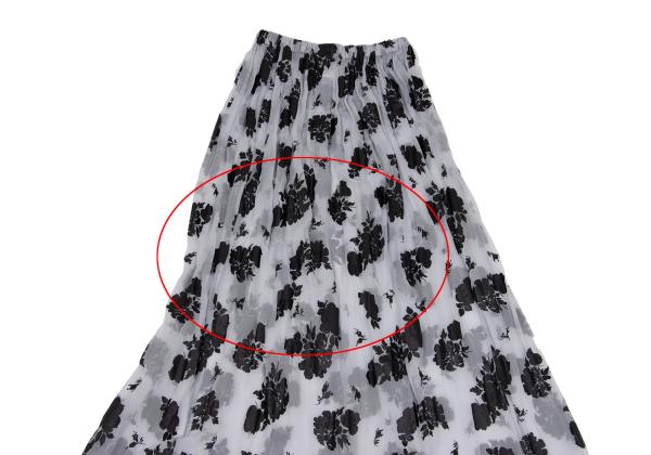 COMME des GARCONS Flower Print Chiffon Skirt Black Size M