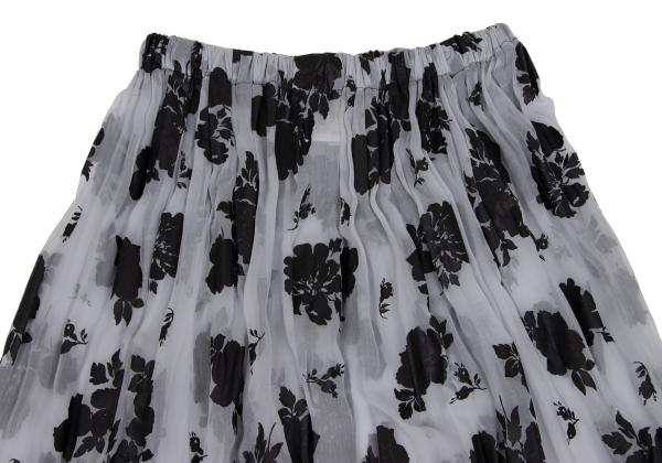 COMME des GARCONS Flower Print Chiffon Skirt Black Size M
