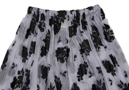 COMME des GARCONS Flower Print Chiffon Skirt Black Size M