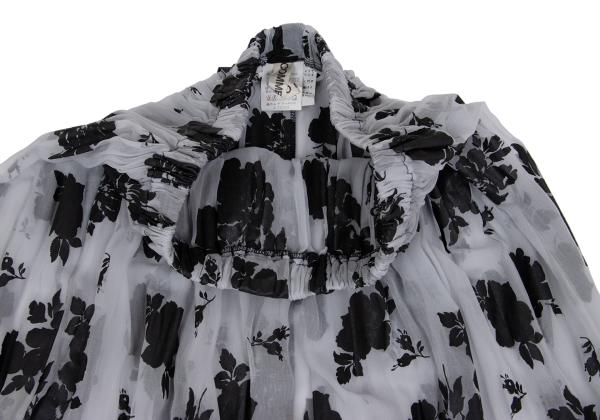 COMME des GARCONS Flower Print Chiffon Skirt Black Size M