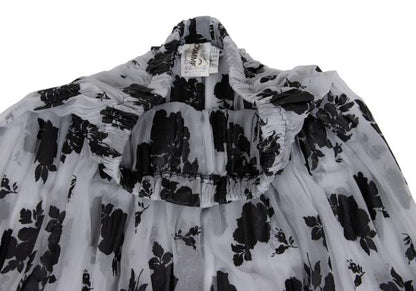 COMME des GARCONS Flower Print Chiffon Skirt Black Size M