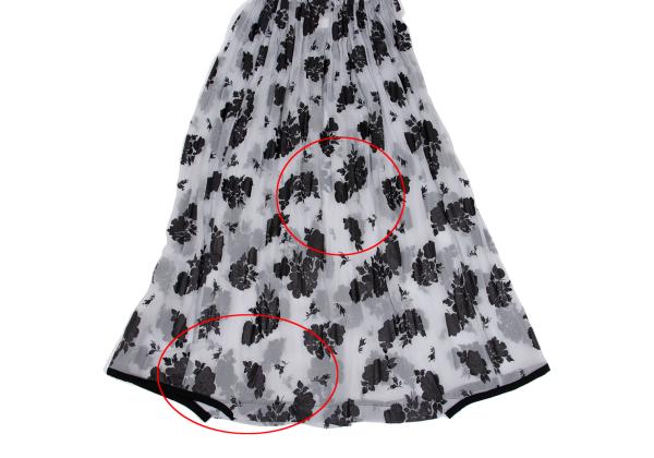 COMME des GARCONS Flower Print Chiffon Skirt Black Size M