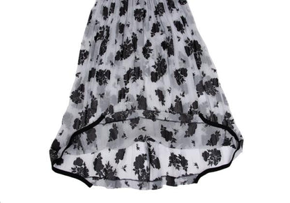 COMME des GARCONS Flower Print Chiffon Skirt Black Size M