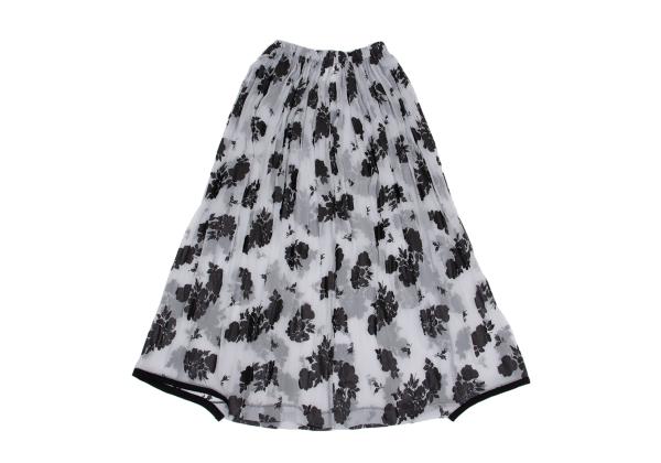 COMME des GARCONS Flower Print Chiffon Skirt Black Size M