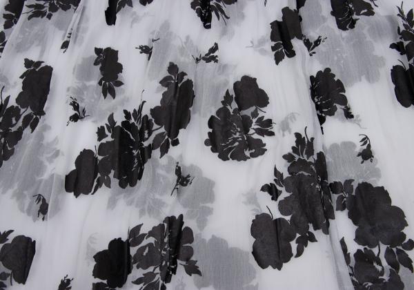 COMME des GARCONS Flower Print Chiffon Skirt Black Size M