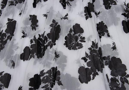 COMME des GARCONS Flower Print Chiffon Skirt Black Size M