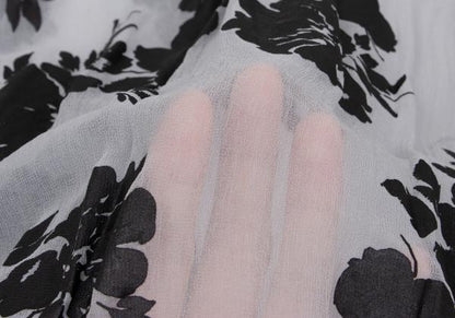 COMME des GARCONS Flower Print Chiffon Skirt Black Size M