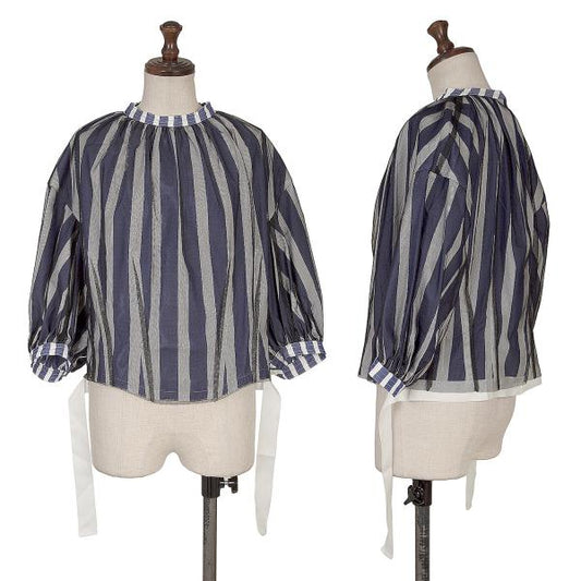 TAKESHI KOSAKA by Y's Pink Label Tulle Stripe Blouse Size 2