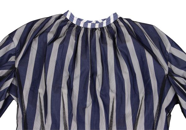 TAKESHI KOSAKA by Y's Pink Label Tulle Stripe Blouse Size 2